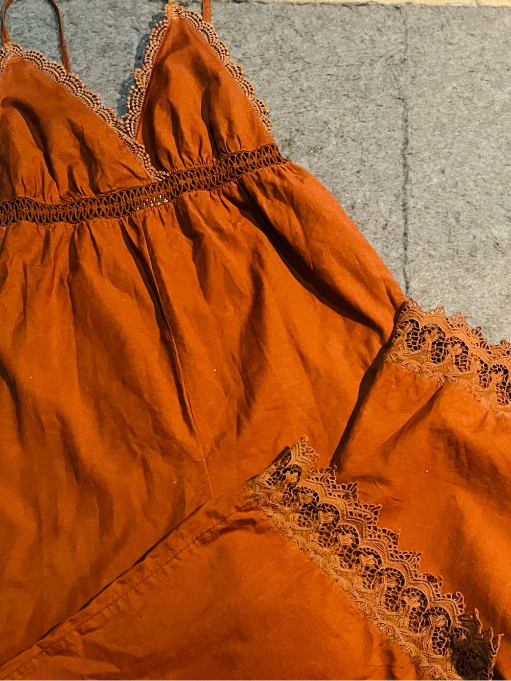 Billabong Rust Lace-Trim Wide-Leg Jumpsuit - Picture 6 of 11